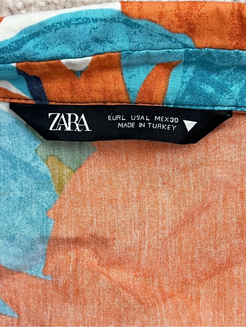 Zara Tropical Cropped Button-Up Top — Orange, Blue & Green - Picture 4 of 6